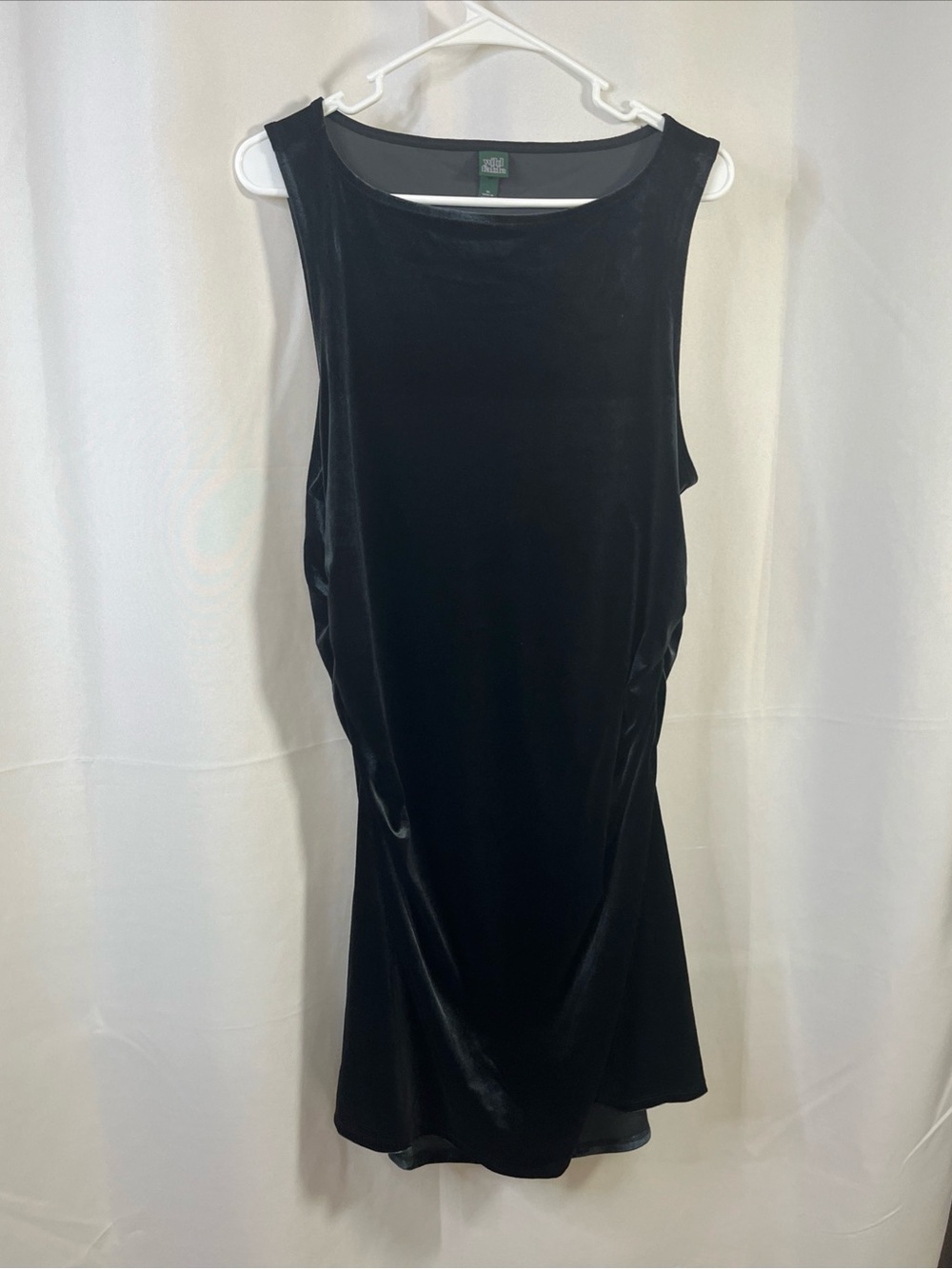 Wild Fable Women's Black Velvet Ruched Side Bodycon Midi Dress Size XL